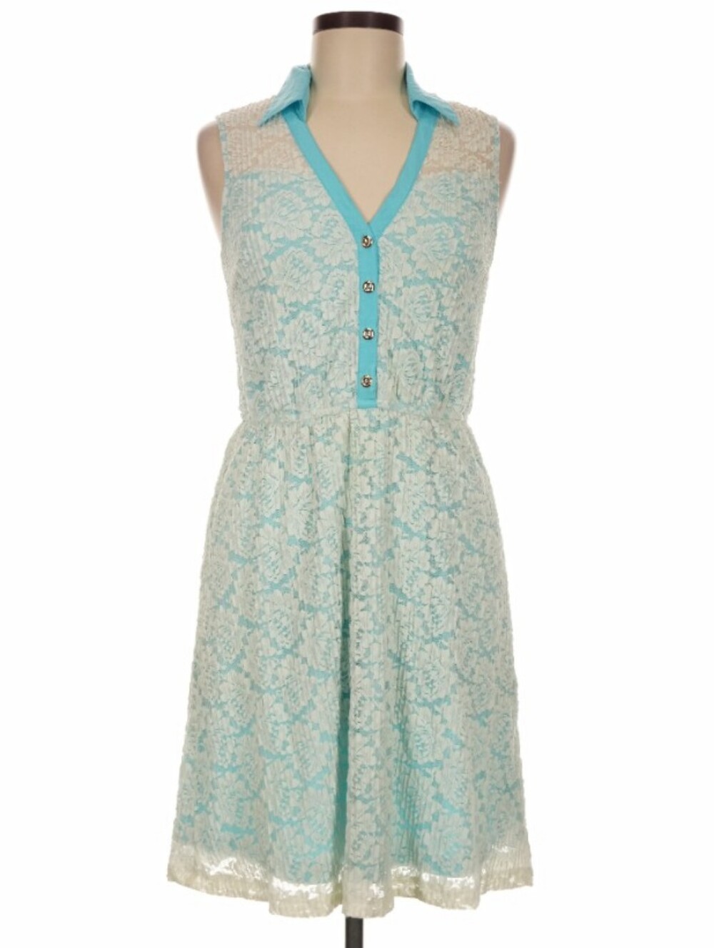 Candalite Sleeveless Lace Collared Dress - Size M
